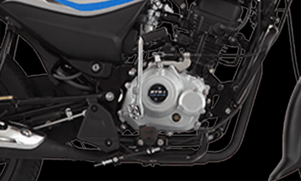 Black and Blue Color Bajaj Platina 100cc ES LED DRL Engine 