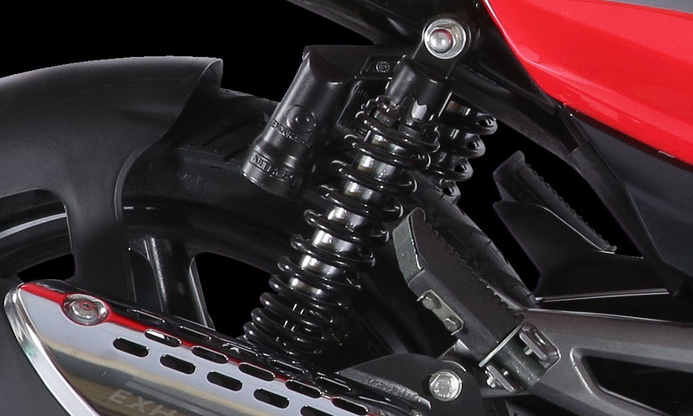 Bajaj Pulsar 150cc Twin Disk Motorcycle NiTrox Mono Suspension features Black and Red Color Bajaj Pulsar 150cc Twin Disk Motorcycle Mono Suspension