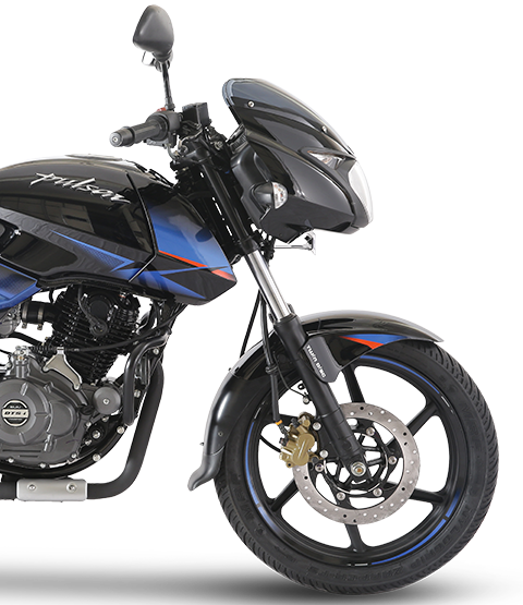 Black and Blue Bajaj Pulsar 150cc Twin Disk Motorcycle Mobile view