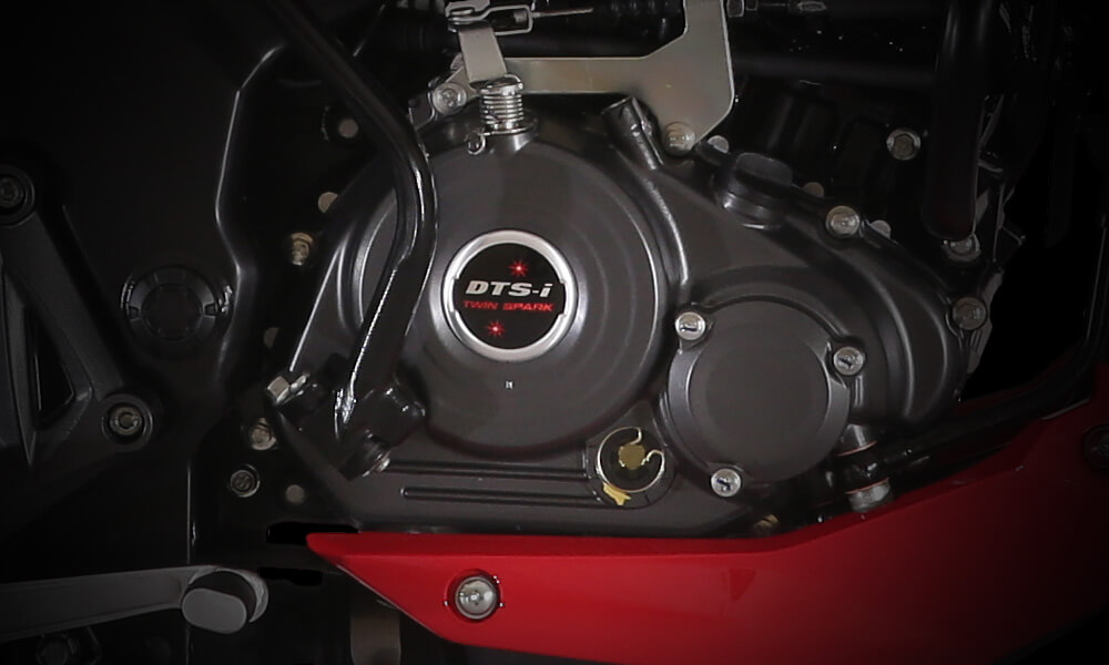 Black And Red color Bajaj Pulsar NS 160 FI ABS Motorcycle Engine Details