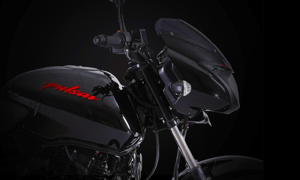 Black and Red Bajaj Pulsar 150cc Neon Motorcycle 